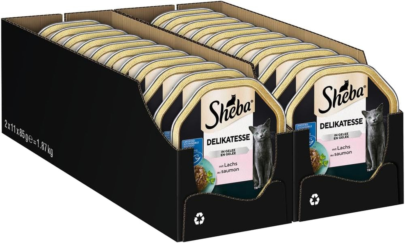 Sheba Mokré krmivo pro kočky, delikatesy v lososovém želé, 2 x 11 x 85 g