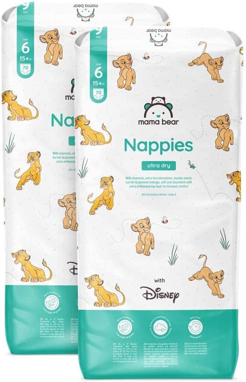 Mama Bear Disney Ultra Dry plenky velikost 4 (8-14kg), bílá, 84 kusů (1 balení) Naty Shop velikost 6 (15+kg) měsíční balení