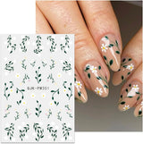 JMEOWIO Samolepka na nehty Bunte Blumen 9 Blatt Samolepka na nehty Selbtklebend Nagelaufkleber Frühling Letní Blumen Dekorace Nageldesign Zubehör