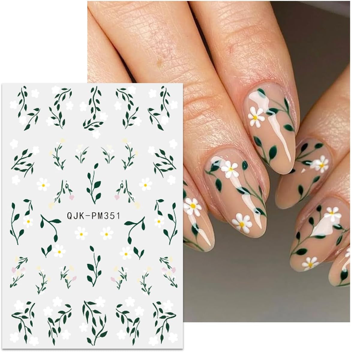 JMEOWIO Samolepka na nehty Bunte Blumen 9 Blatt Samolepka na nehty Selbtklebend Nagelaufkleber Frühling Letní Blumen Dekorace Nageldesign Zubehör