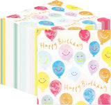 Vysoce kvalitní papírové stolní ubrousky Happy Birthday Smiley Face Balónkové ubrousky pro párty Catering Ekologické jednorázové ubrousky Kompostovatelné Odolné Recyklovatelné