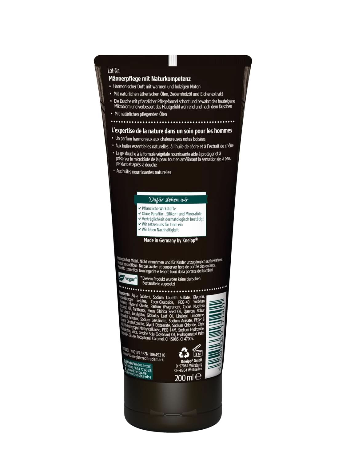Kneipp MEN Sprchový gel 2v1 Výkonný, Sprchový gel a šampon, 200 ml Sprcha a vana Naty Shop