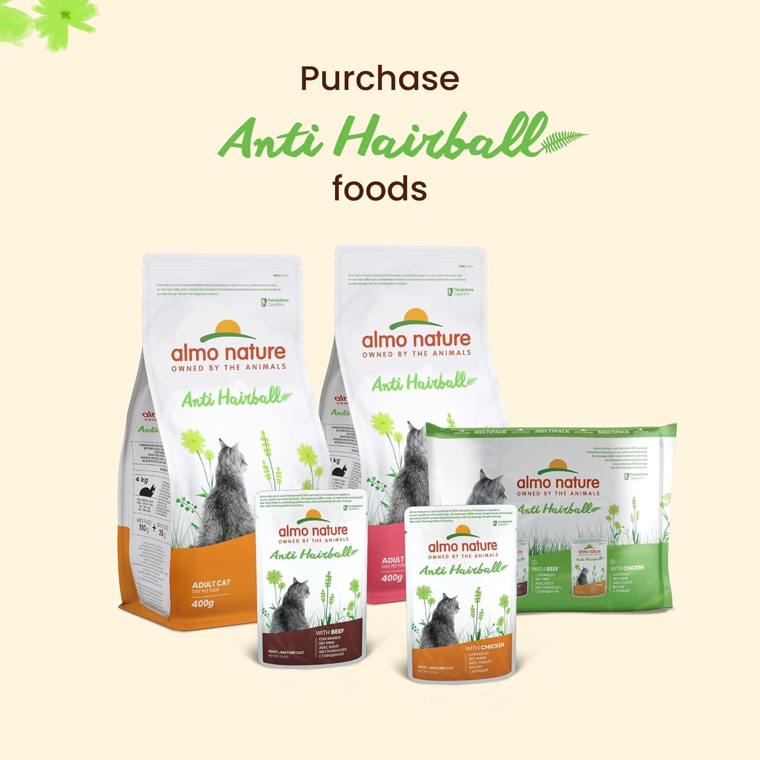 Almo Nature Functional - Kuličky proti srsti - Mokré krmivo pro dospělé a dospělé kočky - se štěňaty - Bojuje proti tvorbě chlupů - 70 g (balení 30 ks)