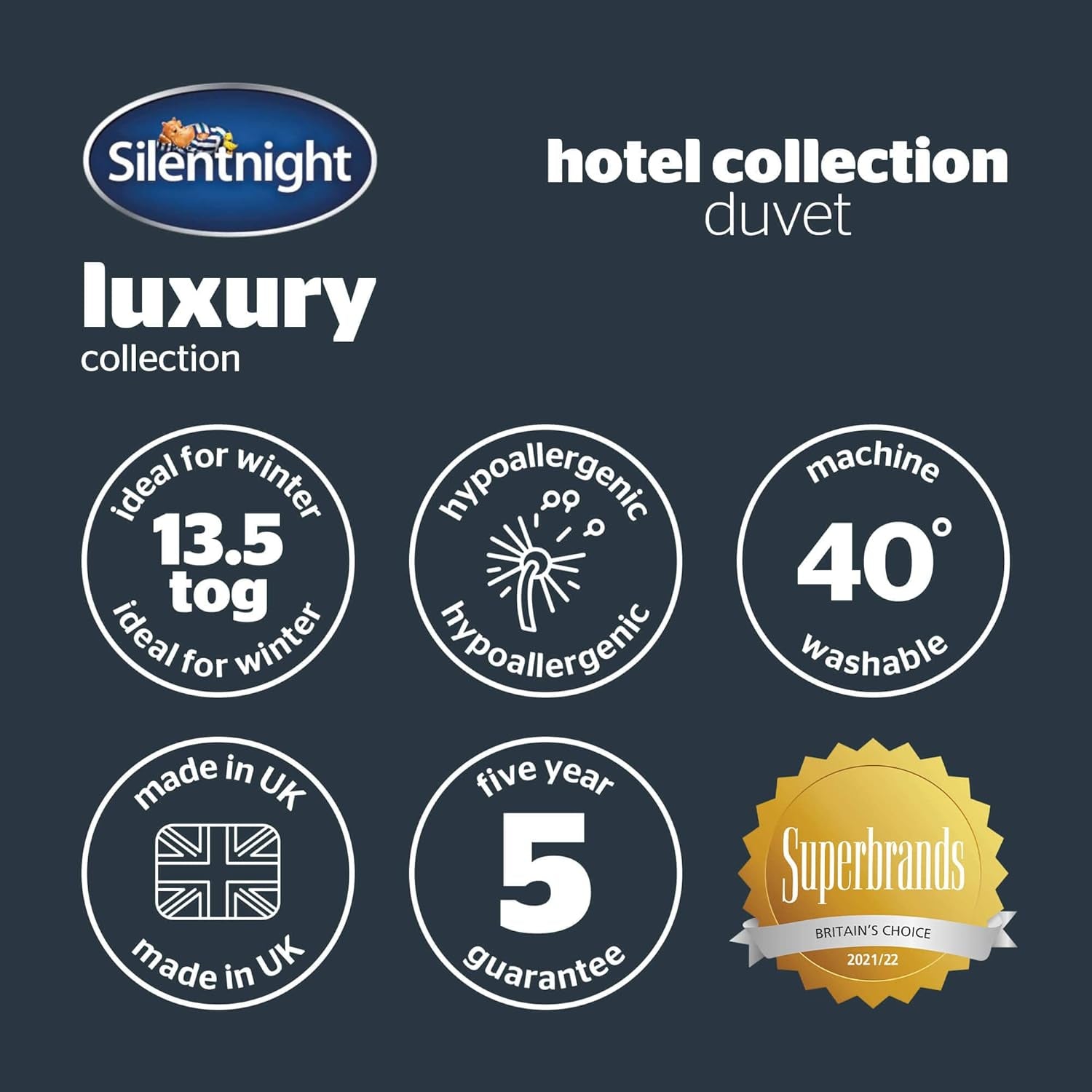 Silentnight Duvet Hotel Collection, 13,5 tog, polyester, bílá, Super King Přikrývky a přikrývky Naty Shop