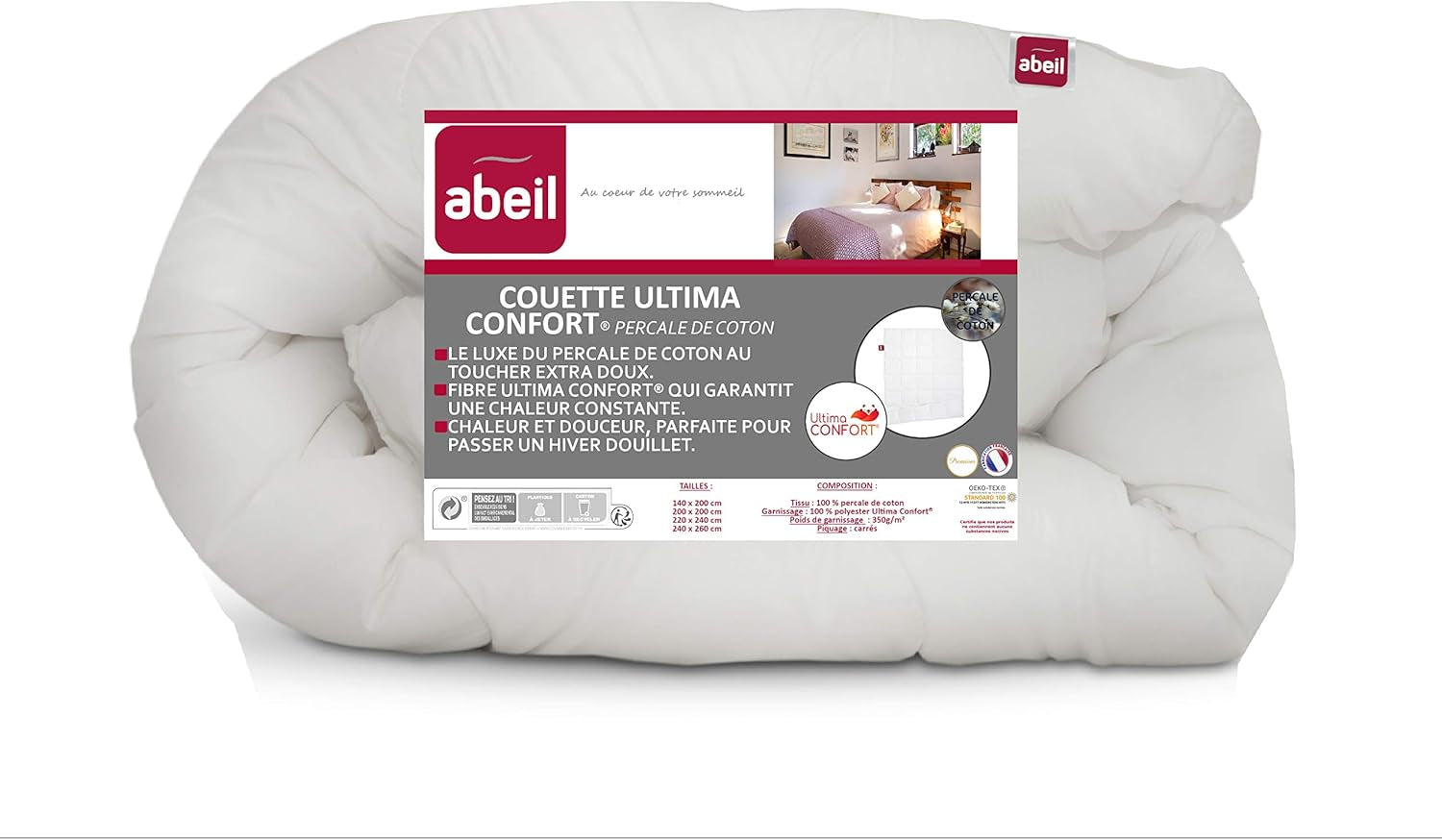 Abeil Premium Ultima Comfort perkálová bavlněná přikrývka, 200 X 200 Cm Přikrývky a přikrývky Naty Shop 200 X 200 Cm