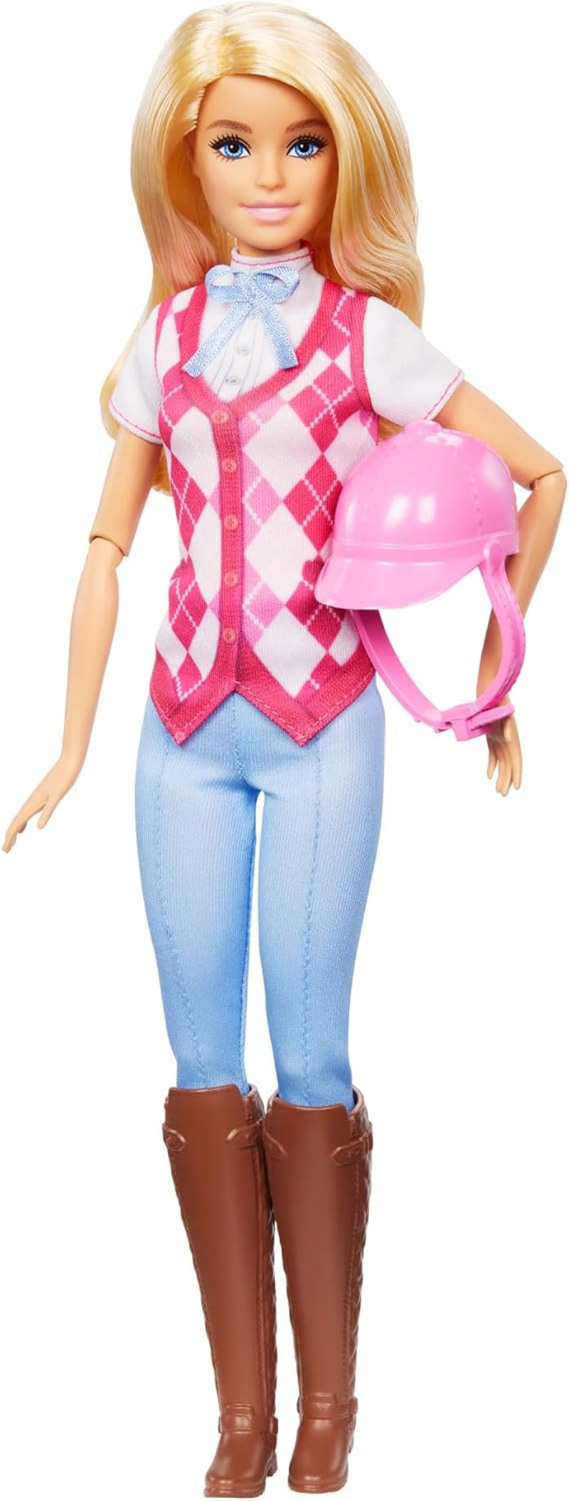 Panenka Barbie Malibu a doplňky z Barbie Mysteries: The Secret Horse Adventure, včetně módní panenky, odnímatelného jezdeckého oblečení a helmy, HXJ38