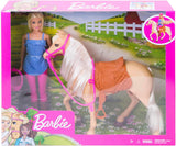 Panenka Barbie a hračka koně, jezdecké doplňky, obsahuje 1 panenku a 1 koně, vhodné jako dárek pro děti od 3 let, FXH13