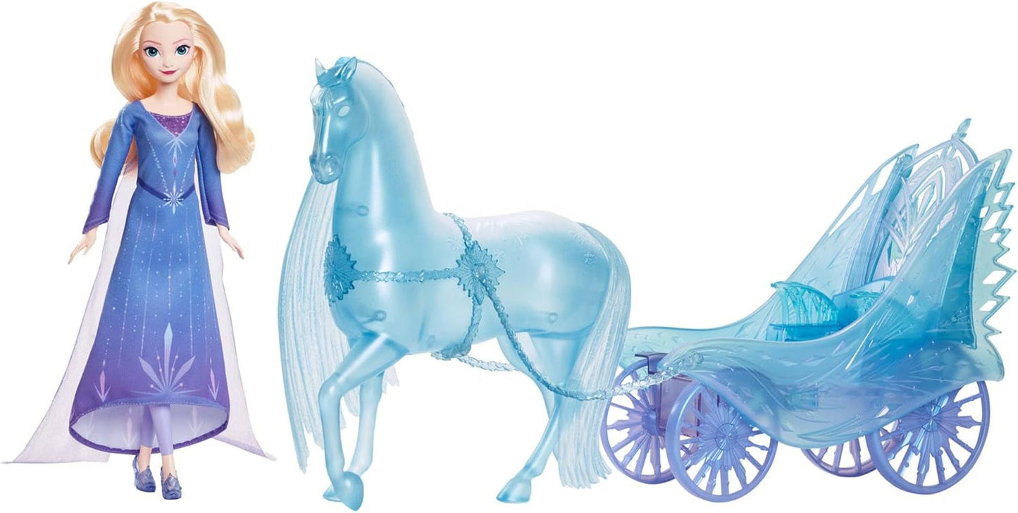 Mattel Disney Panenka Ledová královna Elsa, Panenka Ledová královna Česané blond vlasy, Nábytek, Vyjímatelné boty, Dárky Disney, Hračky od 3 let, HLW47 Naty Shop Panenky Elsa a Nokk Adventure kočárek