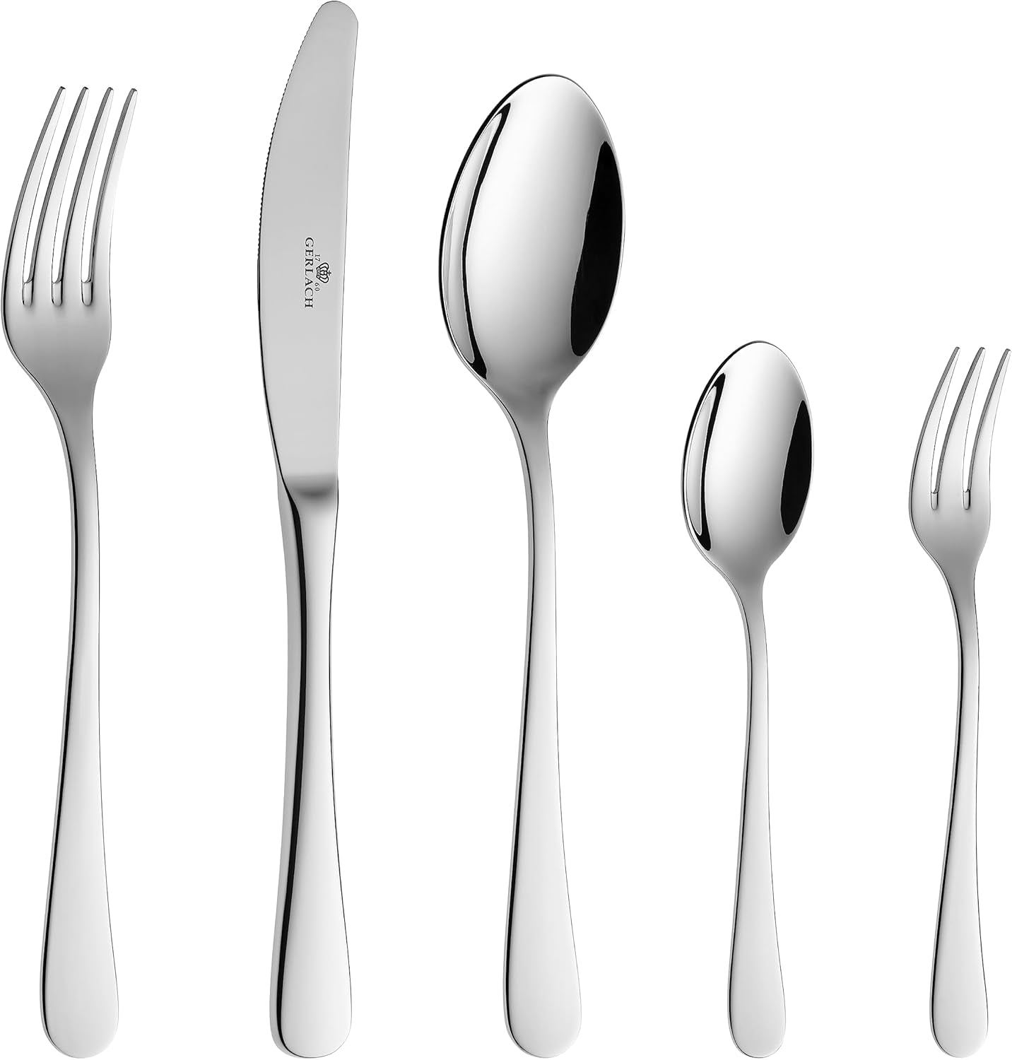 Gerlach Flow Besteck-Set 6 Personen Spülmaschinenfest Essbesteck Besteck Aus Edelstahl Messer Gabel Löffel Teelöffel Tafelbesteck Rostfrei 24 Stk, Silberglänzend Kuchyně Naty Shop Silberglänzend 60 El. Schachtel
