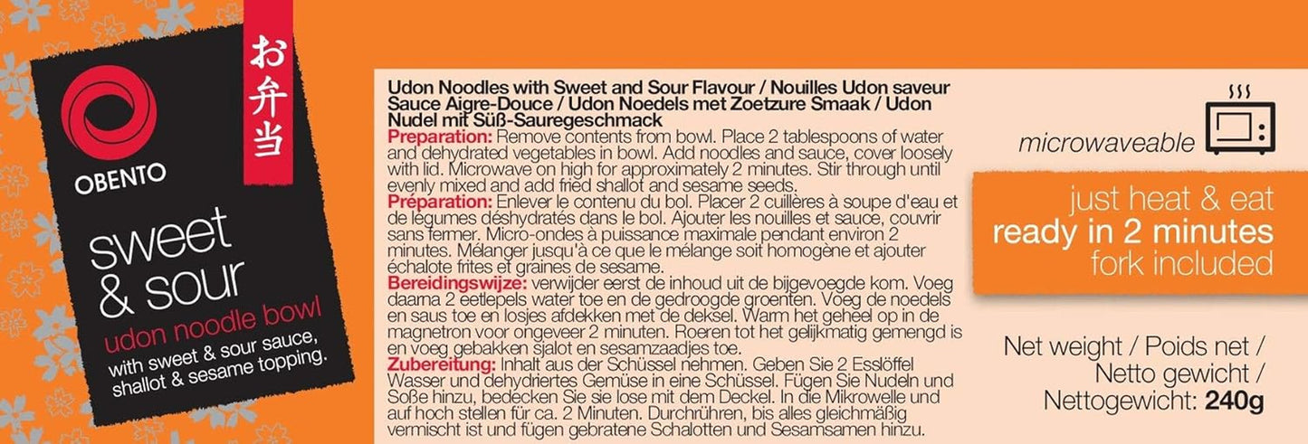 Sladkokyselá mísa Udon, jídlo připravené do mikrovlnné trouby, 240 g
