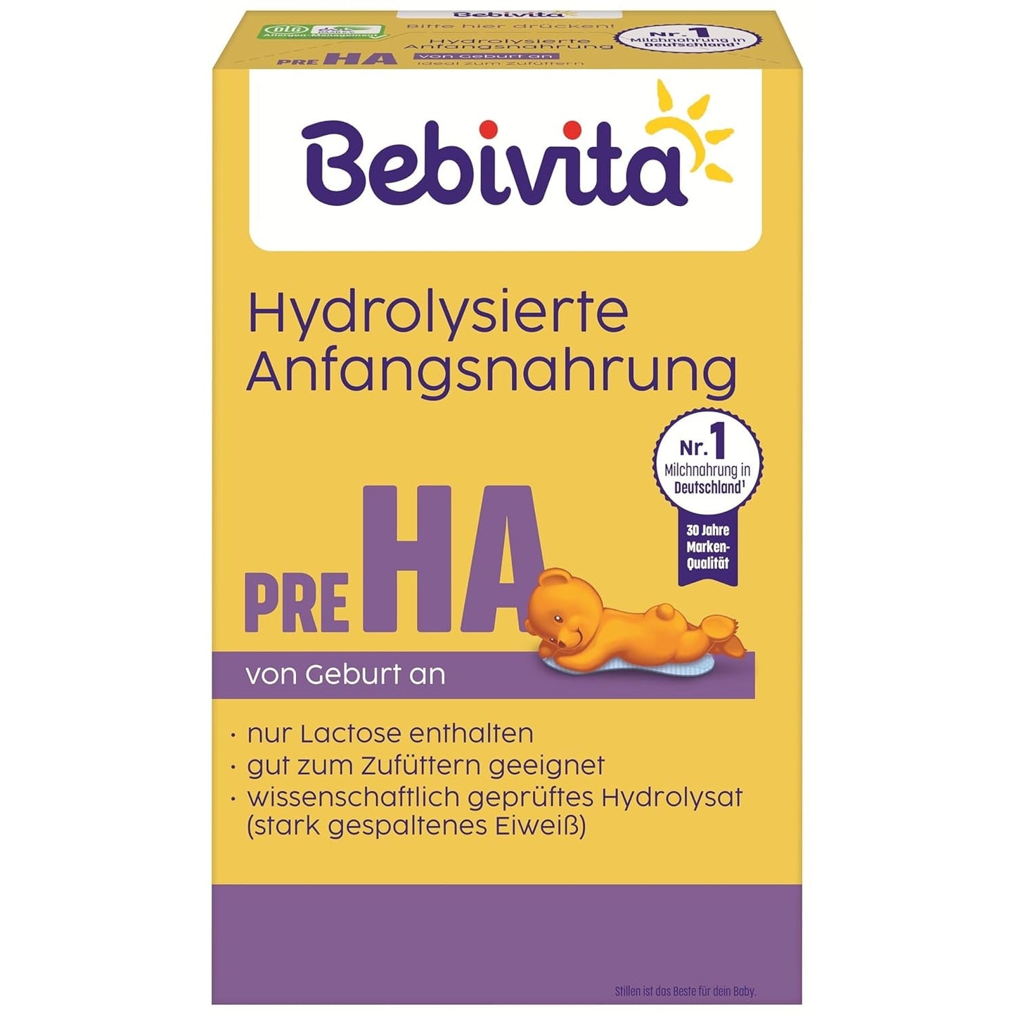 PRE HA (5 x 500 g), hydrolyzované sušené mléko od narození, obsahuje pouze laktózu jako sacharid, vhodné pro přikrmování