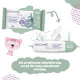 Cleanic Baby Eco Pure Water vlhčené ubrousky – (1 x 50 ks) Vlhčené ubrousky pro děti a kojence – bez parfemace, splachovatelná, citlivá pokožka – 50 ks.