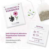 Nutra Tea Bezinka a Echinacea, Čaj Imunita a nachlazení, Čaj na podporu imunity, Boj proti nachlazení, 20 opakovaně použitelných čajových sáčků, Přírodní bylinný čaj