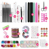 Nail Art Pinsel Und Dekorationen Set,Nail Art Dekoration Zubehör Set,15 ks Pinsel,5 Blätter Nagelsticker,5 ks tečkované pero,Strasssteine ​​​​Nägel,Ultra Dünn Nagel Paillettes Für Nagelkunst Maniküre