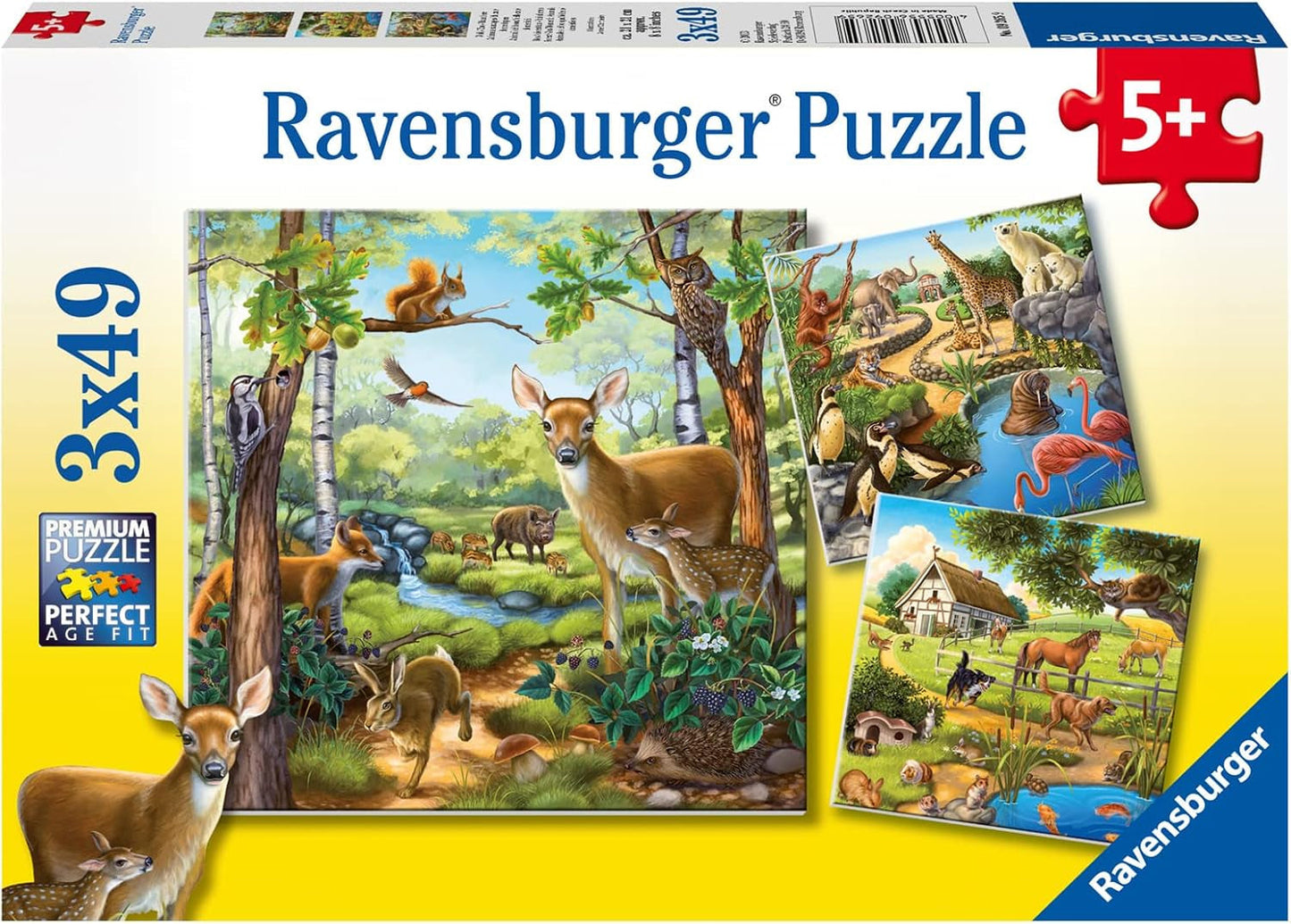 Puzzle Ravensburger pro děti - 09265 Les/Zoo/Pets - puzzle pro děti od 5 let, s 3X49 dílky Puzzle Naty Shop Výchozí název