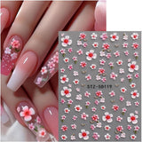 JMEOWIO 3D Nálepka na nehty Blume Nálepka na nehty Selbstklebend Nagelaufkleber 5D Stereoskopické jarní letní květinové dekorace Nageldesign Zubehör 4 Blatt