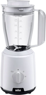 Braun Powerblend 1 JB1050WH - Stojanový mixér s 1,5 l Glas-Mixaufsatz, Küchenhelfer Zum Zerkleinern, Pürieren & Mixen, Ice-Crush-Funktion, 2 Geschwindigkeiten, 600 Watt, Weiß Bucatarie Standard-NatyzM Shop