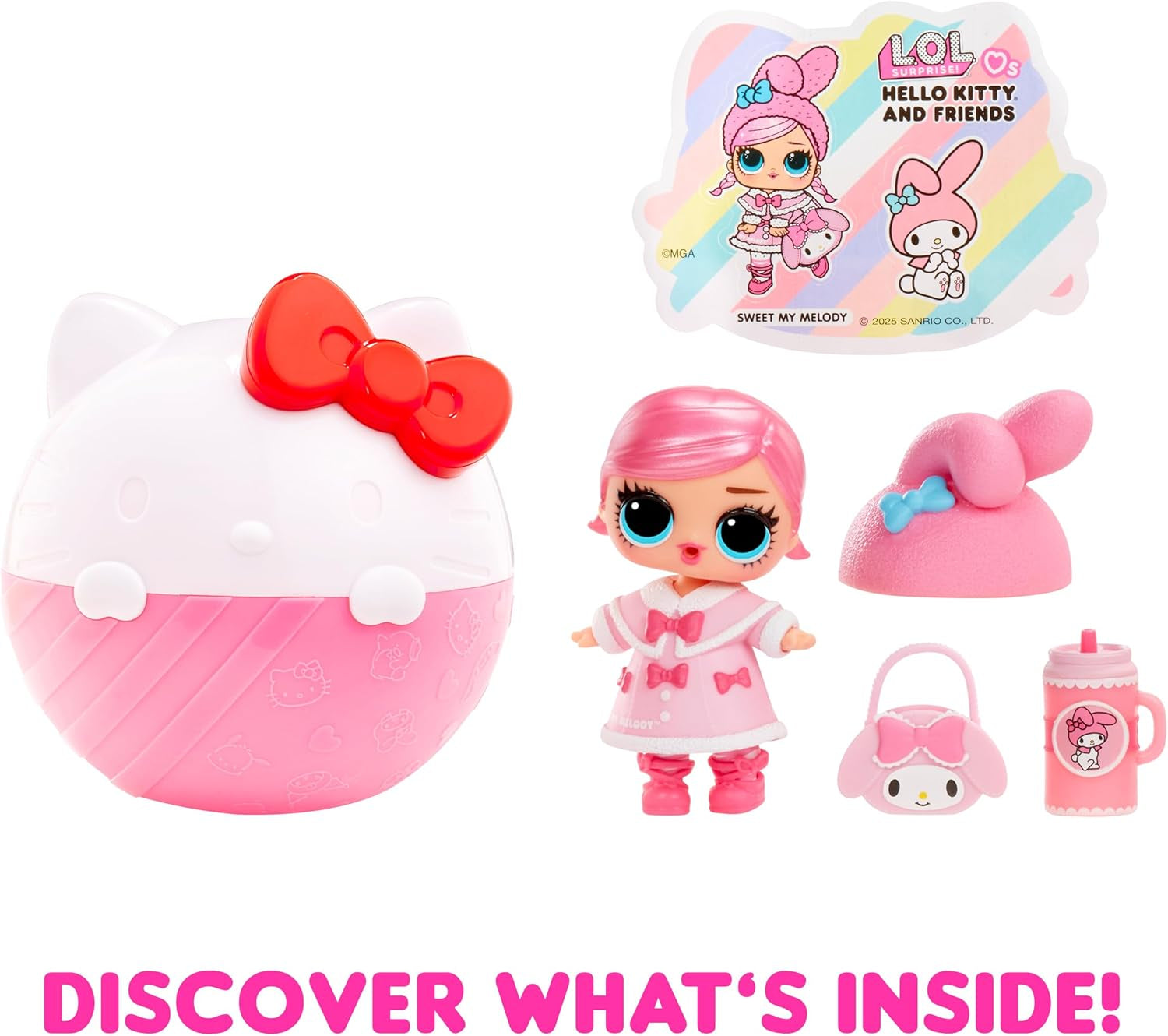 L.O.L. Překvapení! Loves Hello Kitty and Friends – 1 panenka se 7 překvapeními, náhodný výběr, 8 kusů ke sbírání, dárek pro děti 4+, panenky Pink Naty Shop