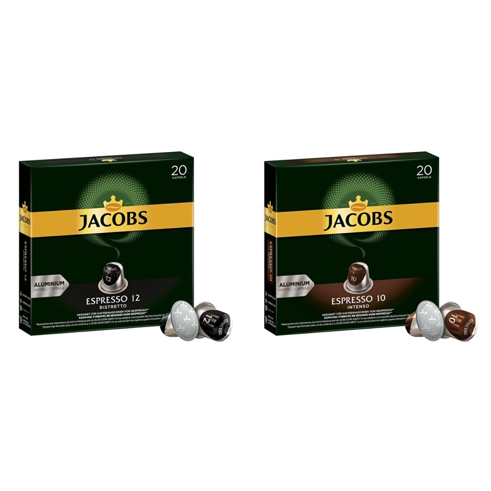 Kaffeekapseln Espresso Ristretto, Intensität 12 von 12, 10 x 20 Getränke & Kaffeekapseln Espresso Intenso, Intensität 10 von 12, 200 Nespresso®* kompatibilní Kapseln, 10 x 20 Getränke