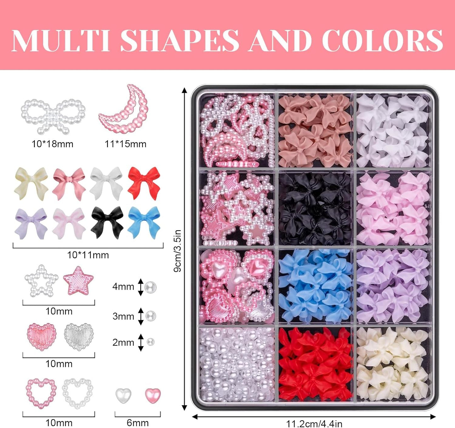 500 ks 3D Nägel Charm Schleifen Charms Nägel Nail Art Charms Schleife Nagel Charms Nägel Nail Art Schleifen Nageldekorationen Mit Aufnahmewerkzeug Für Frauen Und Mädchen Nagel-Diy-Zubehör