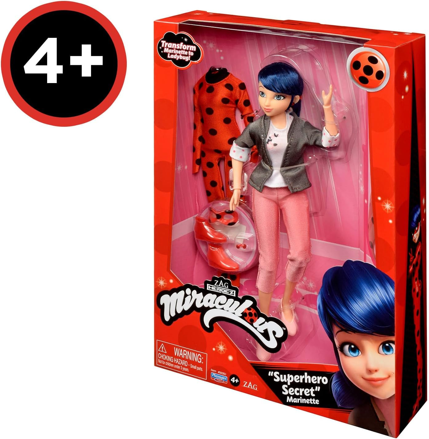 BANDAI - Miraculous Ladybug - Módní panenka Marinette a Ladybug - 26cm kloubová panenka se 2 outfity - Kloubová panenka Miraculous Toy - Hračka pro děti od 4 let - P50355