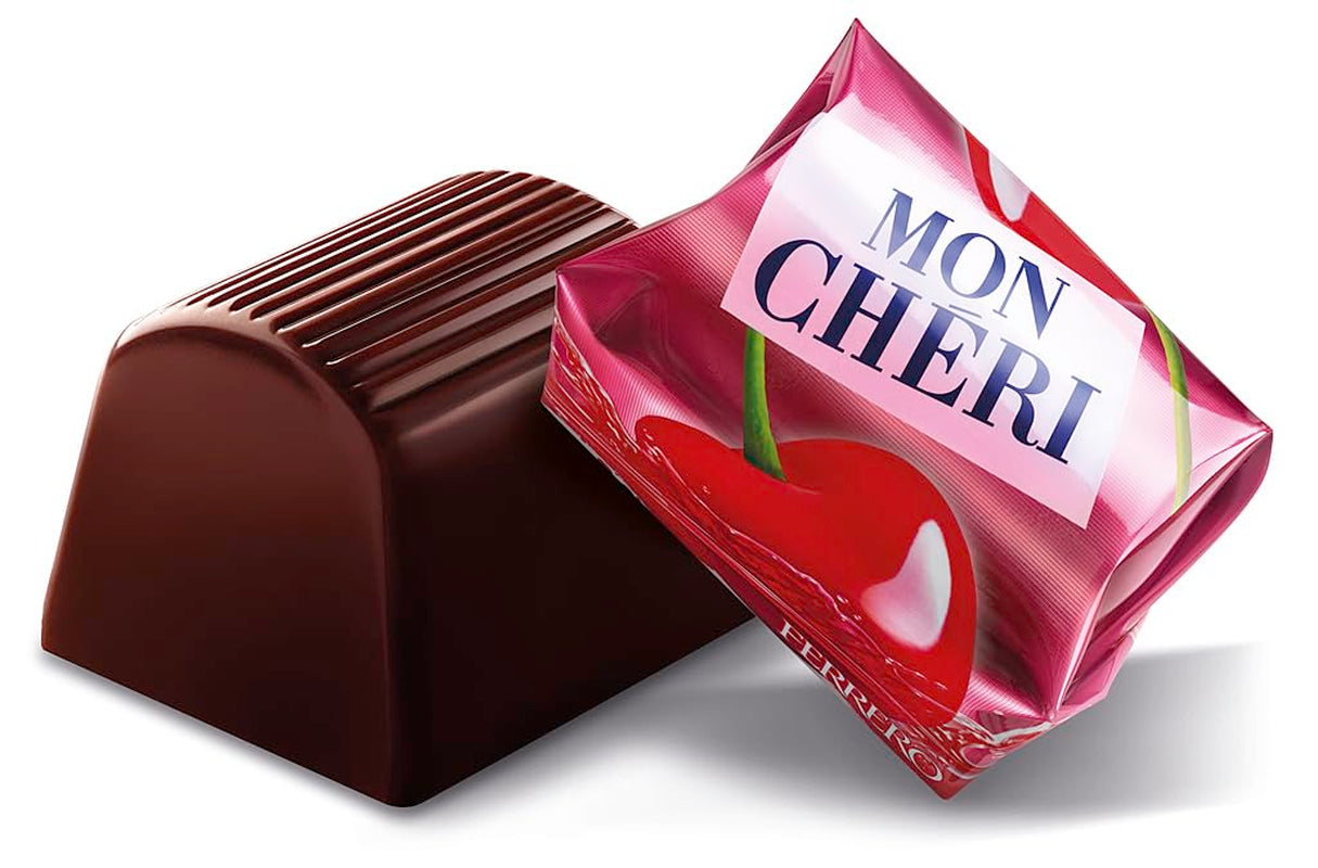 Ferrero Mon Chéri Heart - Čokoládový dárek k Valentýnu pro něj a pro ni - Křupavá čokoláda, ovocný likér a ochucené třešně - Na Valentýna, Den matek a Velikonoce - 1 balení 147g