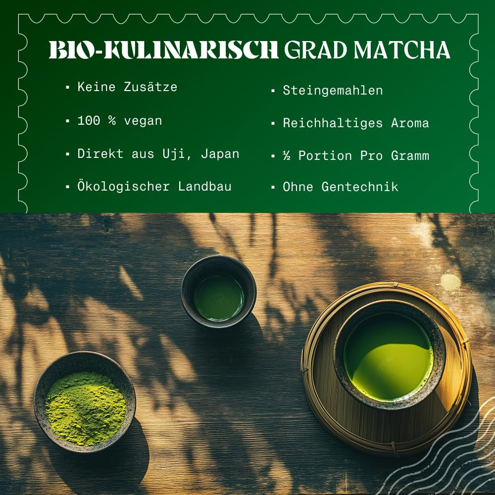 Naturalebio BIO Zelený čaj prášek 100g. Na vaření a pečení. Originální japonská matcha. Zelený čaj z Japonska, veganský, bezlepkový a bez GMO. Přírodní organický produkt.