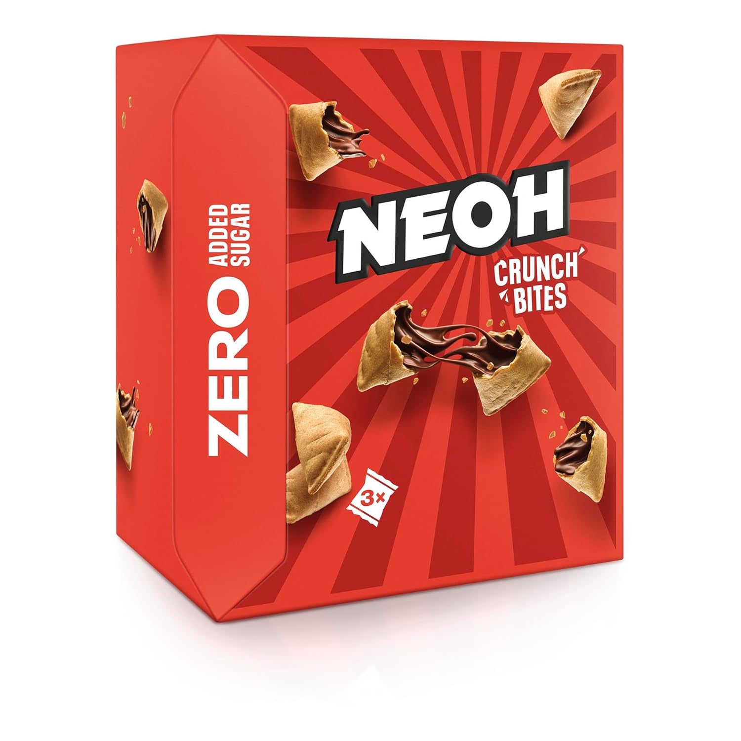 NEOH Čokoládové kousnutí | Bez přidaného cukru, 100 kcal na porci, křupavé kousky s krémovou lískooříškovou a kakaovou náplní, perfektní s sebou nebo jako náhrada müsli | Keto, Nízkosacharidové | Balení 3 x 29 g