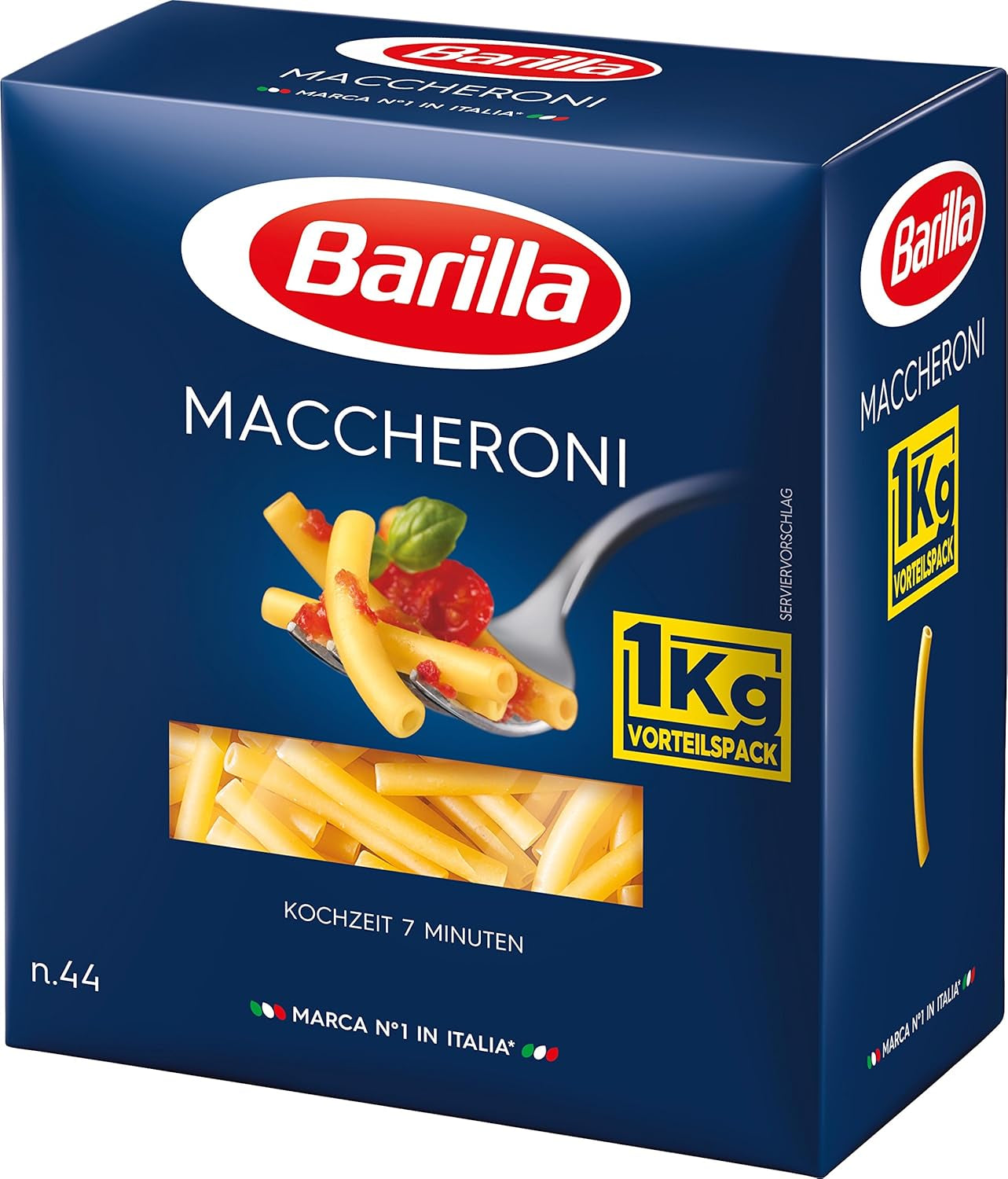 Těstoviny z tvrdé pšenice Barilla Maccheroni n. 44 – Balení po 1 (1x1kg)