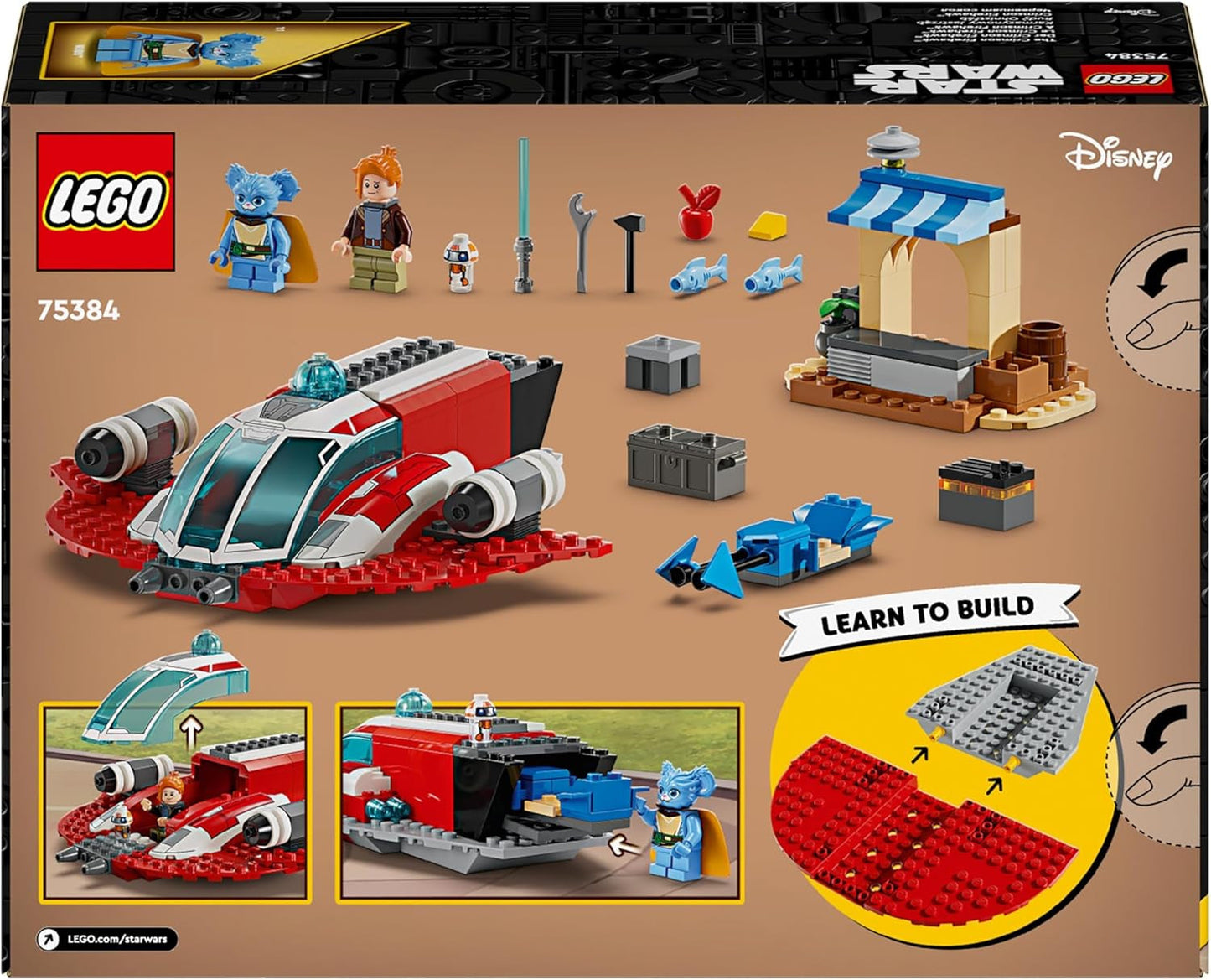 LEGO Star Wars: The Adventures of the Young Jedi Crimson Firehawk, Dětská startovací sada se sestavitelnou vesmírnou lodí, Speederem a 3 figurkami, Dárek pro chlapce a dívky 4 roky staré 75384 Stavebnice Besuche den LEGO-Store
