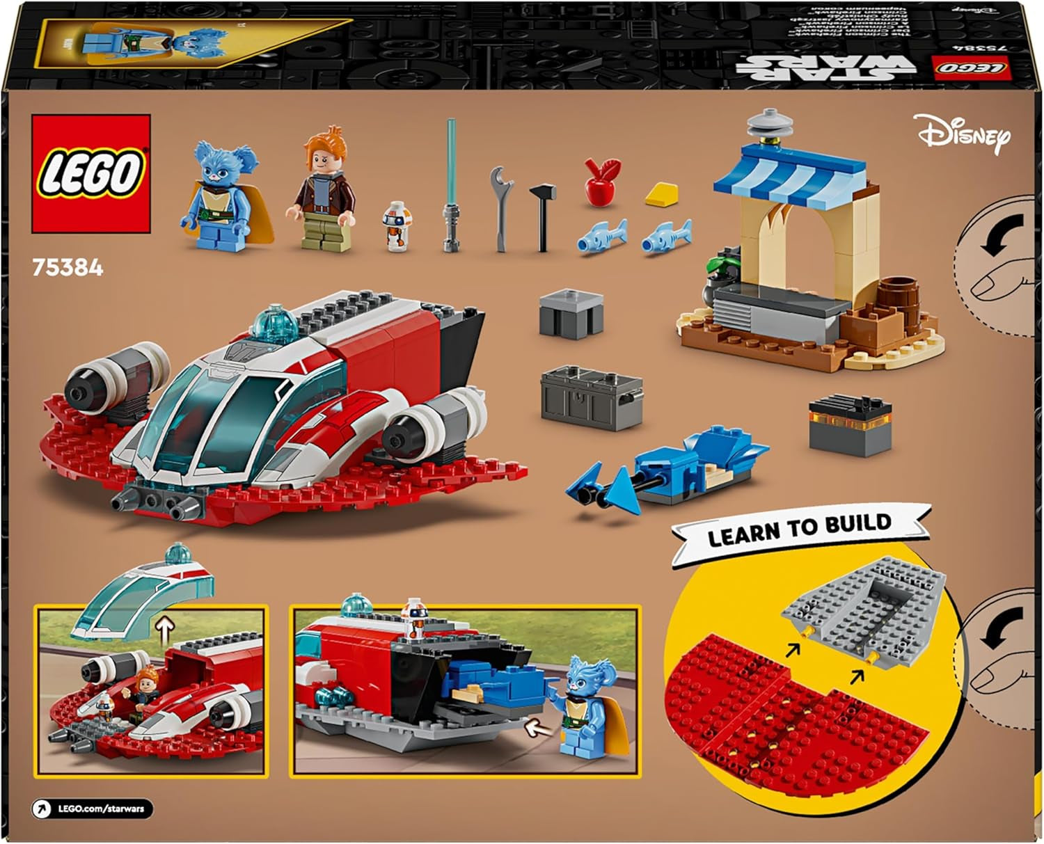 LEGO Star Wars: The Adventures of the Young Jedi Crimson Firehawk, Dětská startovací sada se sestavitelnou vesmírnou lodí, Speederem a 3 figurkami, Dárek pro chlapce a dívky 4 roky staré 75384 Stavebnice Besuche den LEGO-Store