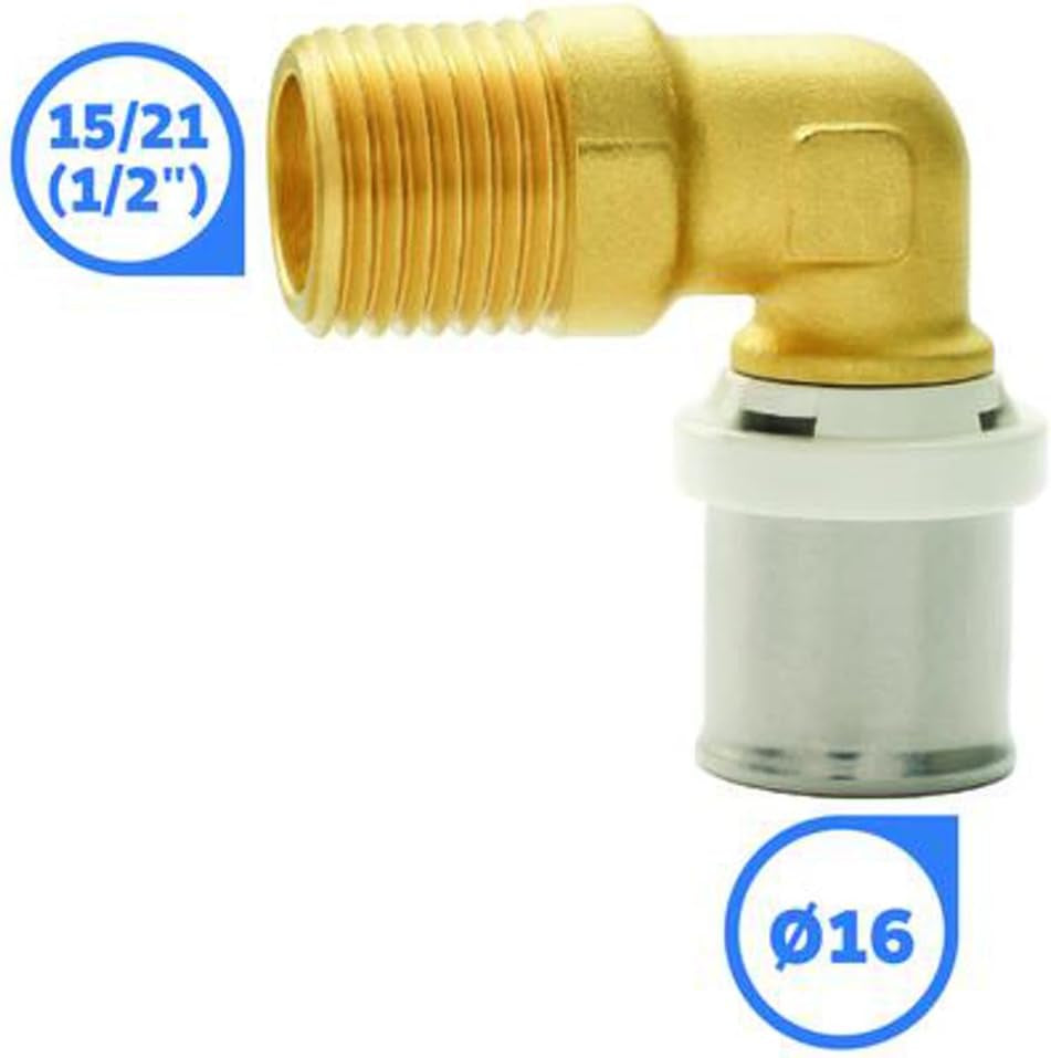 SOMATHERM FOR YOU - / 5711-16-15 - Koleno lisovací trubka Ø16 vícevrstvá - M15 / 21 (1/2 '') Připojení vícevrstvé trubky o průměru Ø16