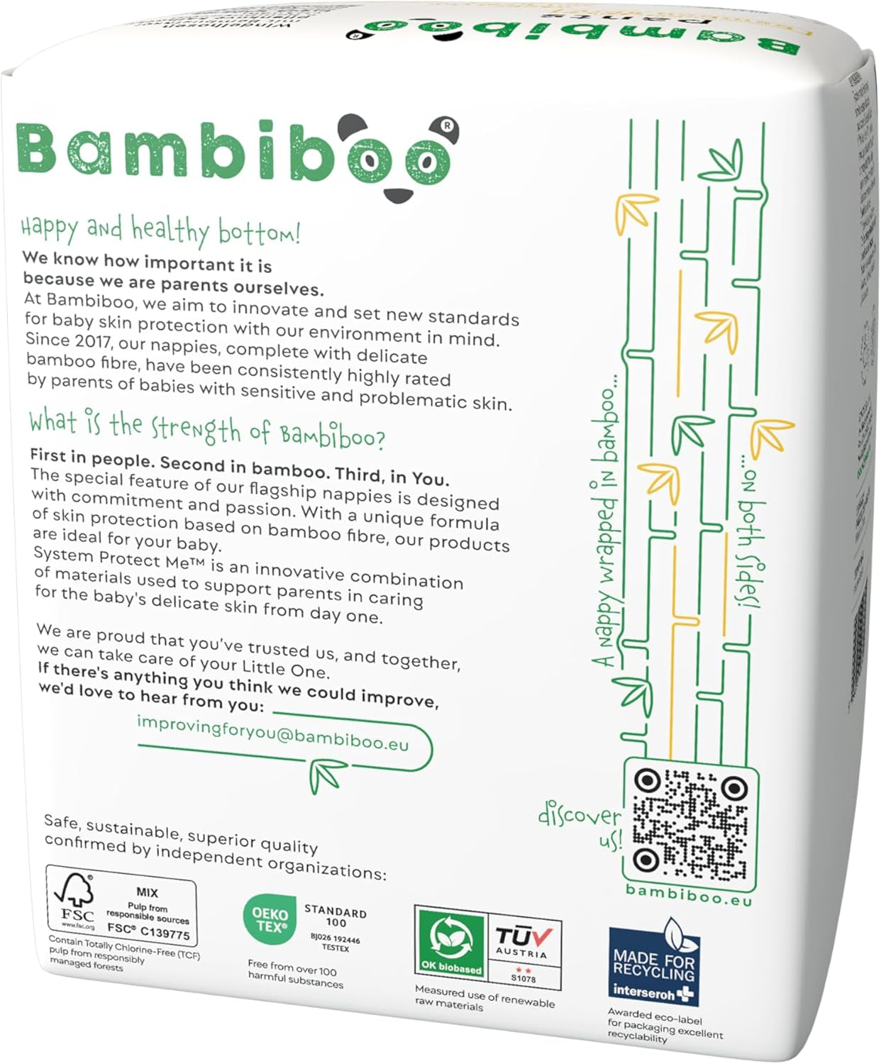Bambiboo jednorázové plenky, šetrné k pokožce, jemné bambusové vlákno - dětské plenkové kalhotky - jednorázové plenkové návleky - ochrana citlivé pokožky - vysoce savé - velikost 4 (Maxi), 16 kusů