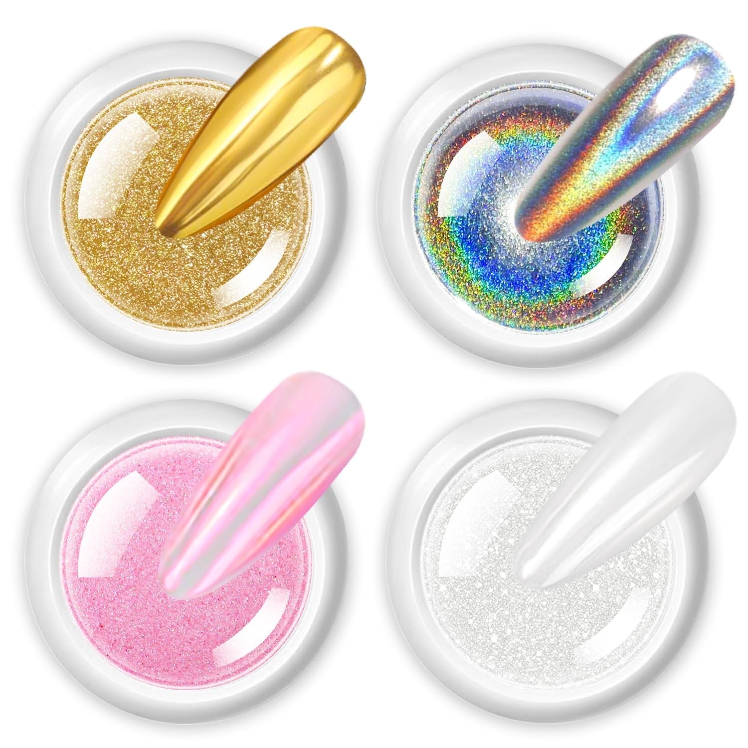BISHENGYF Silver Chrome Nail Powder – Metal Holo Chromfarbener Nagelpuder, 1G Cromepulver Nägel Glitzer Glänzende Silver Nagelpulver Spiegeleffekt Pigment Nagelkunst, Diy-Dekor-Dekor Frauen Geschenk