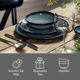jako. de Villeroy & Boch - Sada kameninového nádobí Lave Gris, 4 kusy, keramický vzhled, stolní servis pro 2, šedá