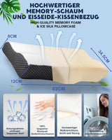 IDEA Polštář, Ergonomický ortopedický polštář na bolest krku, Polštář z paměťové pěny pro boční, zadní a břišní spáče, Polštář proti chrápání pro muže Ženy (62 * 34,5 * 12/8CM) Krční ortopedické polštáře Naty Shop