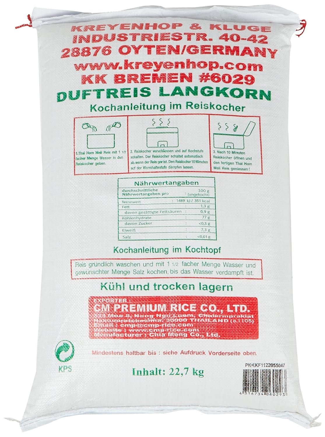 Voňavá rýže dlouhozrnná 100%, 1 balení (1 x 22,7 kg)