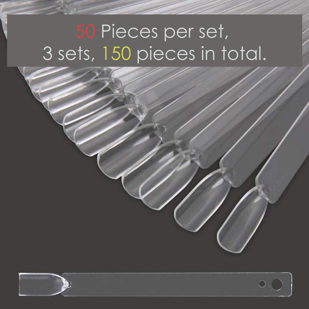 150 Stück Nail Art Tips Prsten, transparentní Farbe Karte Platten Nagelleck Display Ring Sticks, Nagel Salon Übungen Display Tips na nehty
