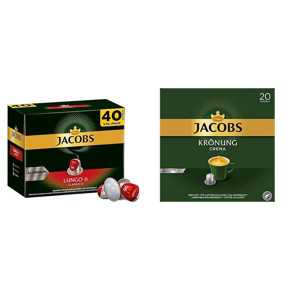 Kaffeekapseln Lungo Classico (nur für kurze Zeit) Megapack XXL & Kaffeekapseln Krönung Crema, 200 kapslí kompatibilních s Nespresso, 10er Pack, 10 x 20 Getränke, 1040 g