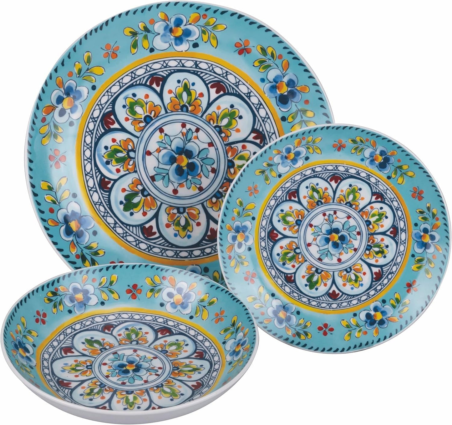 18dílný porcelánový jídelní servis, 6 různých sad talířů, Andalusie