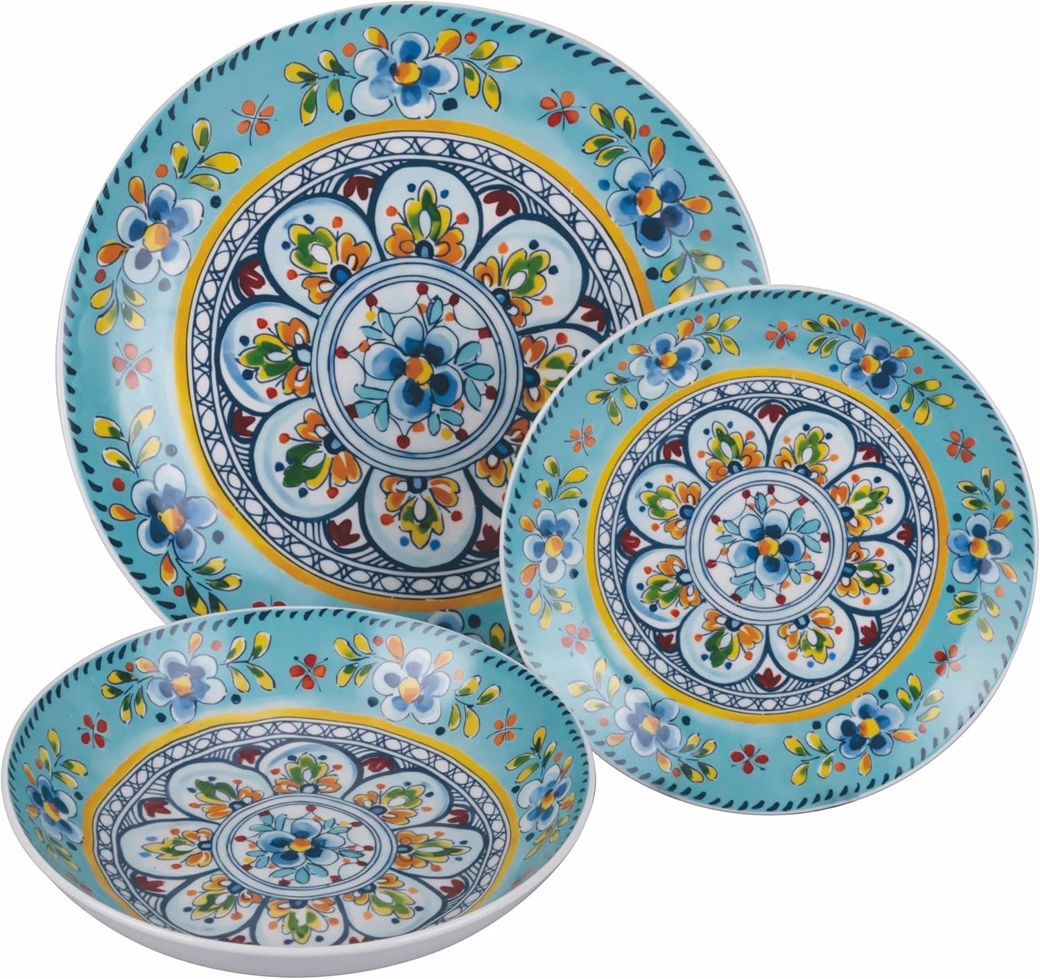 18dílný porcelánový jídelní servis, 6 různých sad talířů, Andalusie