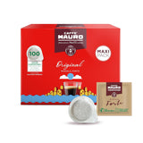 Caffè Mauro Torrefazione Kaffee Kompostierbare Pods, Recyclebare Verpackung, Original Mischung - 100 stück - Intensität 10/10 - Kompatibilní s ESE System Papier Pads 44 mm