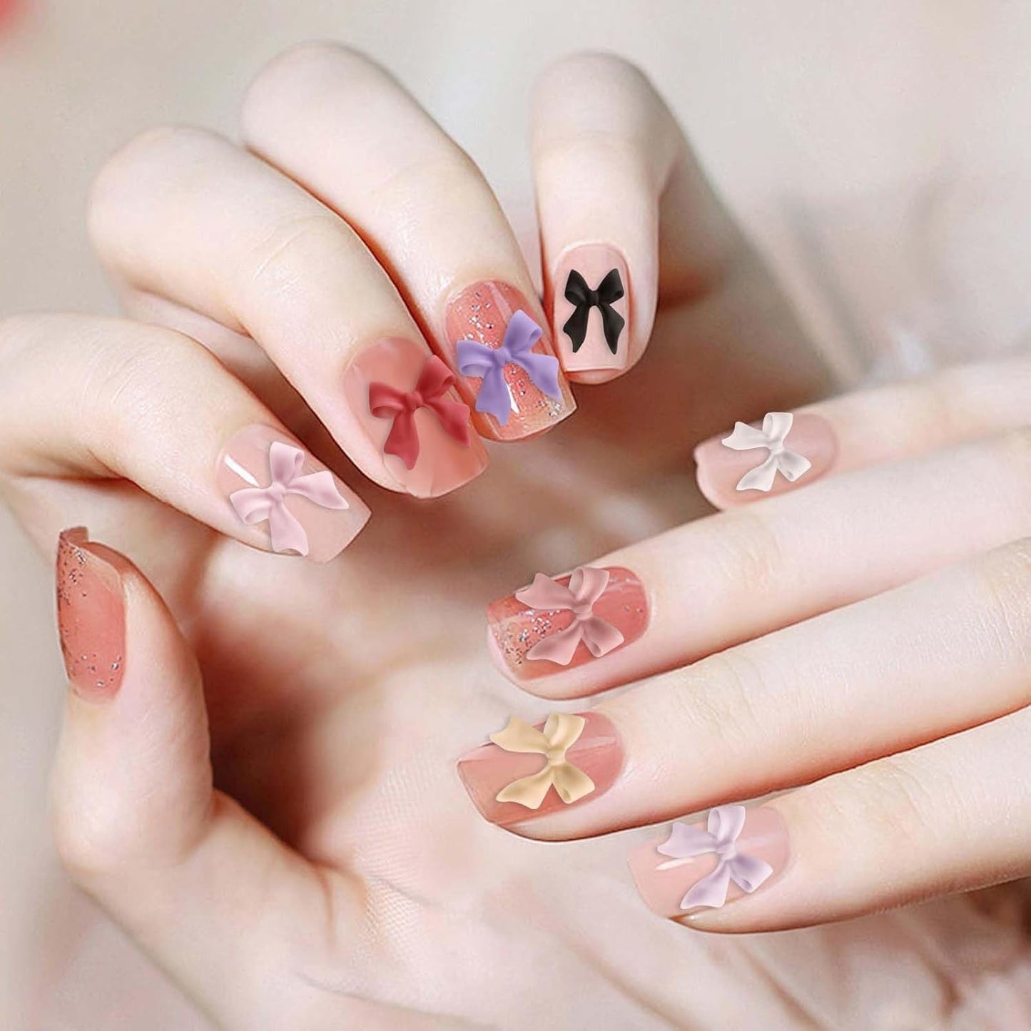 100 Stück Sady 3D ozdob na nehty Schleifen Nagelanhänger Nagelkunst Dekorationen Schleife Für Acrylnägel, Süße Kawaii-Schleifenanhänger, Hübsche Nagel-Schleifenanhänger-Dekoration