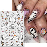 JMEOWIO Nálepka na nehty Halloween 9 Blatt Nálepka na nehty Selbtklebend Nagelaufkleber Süßes Gespens Kürbis Dekoration Nageldesign Zubehör