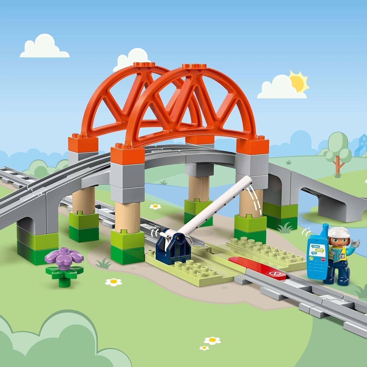LEGO DUPLO Městský železniční most a koleje – rozšiřující sada, dárek pro děti od 2 let, stavebnice a rekonstrukční sada, předškolní vývojová sada, vzdělávací hračka 10426 stavebnic Besuche den LEGO-Store