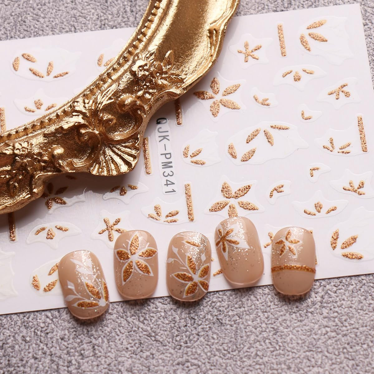 JMEOWIO Nálepka na nehty Blumen Glitzer 9 Blatt Nálepka na nehty Selbtklebend Nagelaufkleber Frühling Letní Blumen Dekoration Nageldesign Zubehör