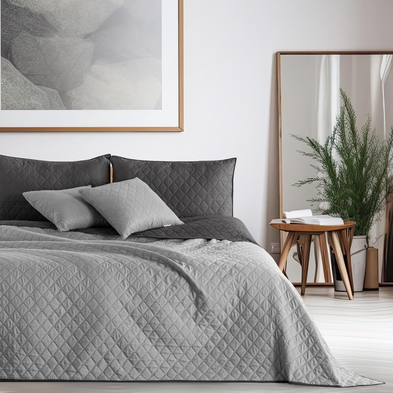 Decoking Přehoz na postel 200 X 220 Cm Grafit Antracit Stříbrně Šedý Oboustranný přehoz snadná údržba Axel Postele a deky Besuche den DecoKing-Store