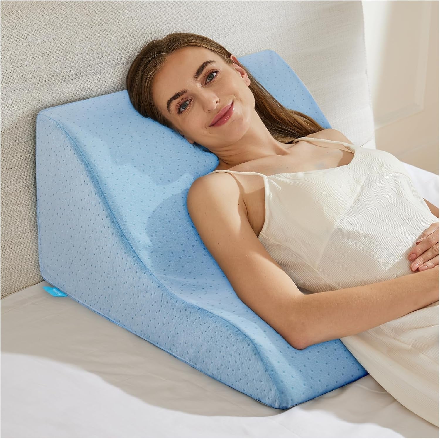 Polštář na čtení do postele a na pohovku - Polštář z peří z paměťové pěny - Ergonomický polštář na opěradlo - Perfektní pro podepření zad při odpočinku, hraní, čtení nebo sledování televize - Široký