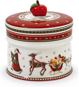 Villeroy & Boch - Malá úložná krabička Winter Bakery Delight, keramická dóza na vánoční cukroví, vánoční dóza, dóza na cukroví, dóza na sušenky, keramická dóza s víkem, úložiště cukrovinek, prémiové porcelánové dózy na uskladnění potravin Naty Shop S