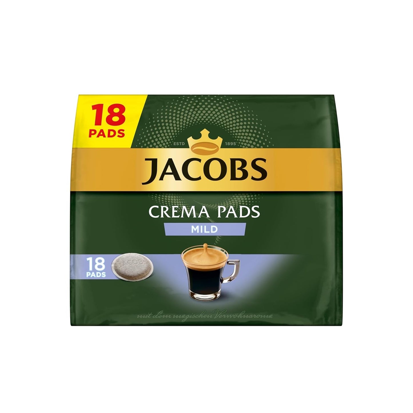 Jacobs Pads Crema Mild, podložky kompatibilní se Senseo, 5 x 18 Getränke, 90 kaffeepadů